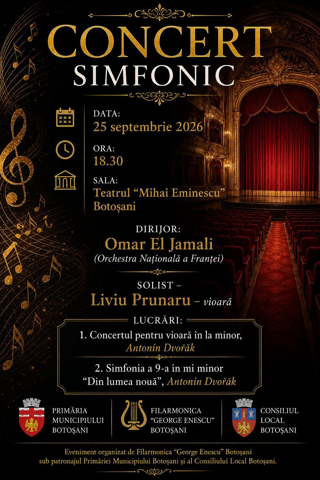 Poster oficial Concert Simfonic, 25 septembrie 2026, Filarmonica George Enescu Botoșani